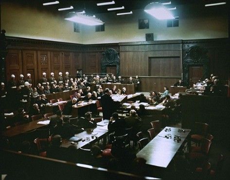Color photo of the Nuremberg Trial